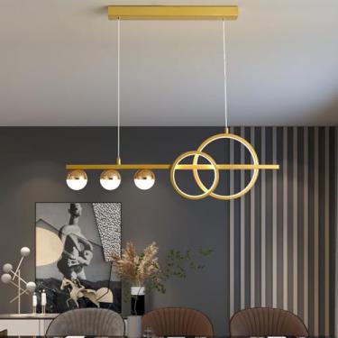 Imagem de Luminária pendente LED de design moderno para sala de jantar, sala de estar, com intensidade regulável e controle remoto, ideal para cozinha. Altura ajustável e luminária de teto regulável (