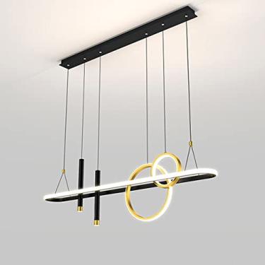 Imagem de Luminária pendente de LED para mesa de jantar, sala de estar, com intensidade regulável e controle remoto. Luminária de teto com altura ajustável. Design criativo para mesa de jantar e sala