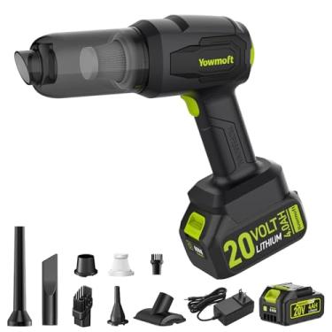 Imagem de YOWMOFT Aspirador de pó portátil 3 em 1 para carro, sem fio, com sucção forte de 21000pa, kit portátil sem fio e soprador com motor sem escovas de 200 W, mini aspirador de pó para carro, casa