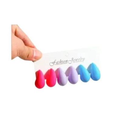 Imagem de Brincos De Argola Em Acrílico Multicoloridos Em Forma De Gota 3 Pares 