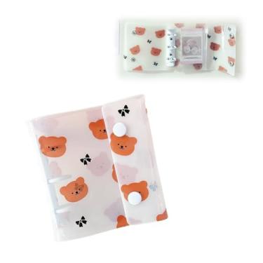 Imagem de Mini álbum de fotos de urso fofo, capa de caderno de viagem, folha solta, recarregável, cartão de foto transparente com 3 anéis, livro de fichário de armazenamento para armazenamento de cartões de