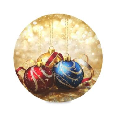 Imagem de STAYTOP Jogo americano colorido bola de Natal redonda 6 peças, tapetes de mesa antiderrapantes fáceis de limpar para casa cozinha churrasco festa decoração de mesa