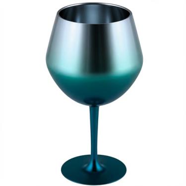 Imagem de Taça Térmica Inox 550ml - 2 em 1 Copo e Taça, Gelo 2.5 horas, Gin Vinho e Drinks (Azul)