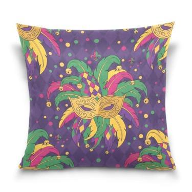 Imagem de ATTX Capas de almofada de máscara de carnaval 50 x 50 cm decorativas com zíper para sala de estar sofá-cama (400)