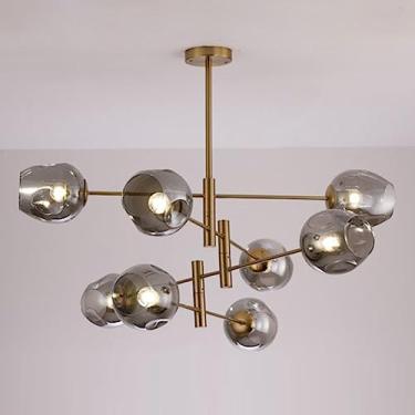 Imagem de Luminária pendente de vidro irregular com várias lâmpadas, luminária suspensa criativa para interiores, ideal para sala de estar, quarto, sala de jantar, lustre de teto para decoração de cas