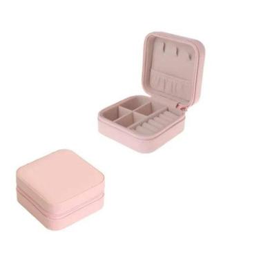 Imagem de Porta Jóias Portátil Viagem Maquiagem Estojo Couro Premium