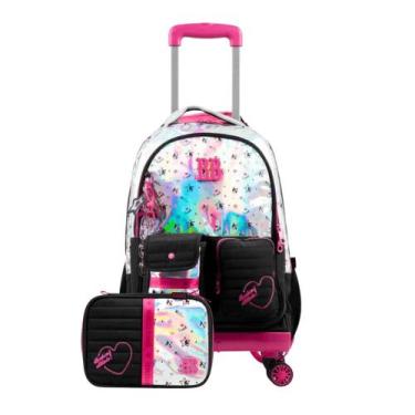 Imagem de Kit Mochila Escolar + Estojo Box Feminino Rebecca BonBon Preto - Bagag
