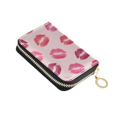 Imagem de Burbuja Porta-cartão de crédito com aba vermelha para mulheres e homens, bloqueio RFID, carteira de couro com zíper sanfonada, 11 compartimentos