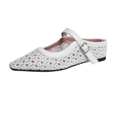 Imagem de Sandálias femininas de salto plataforma com bico fechado e design vazado, bico fino para um visual elegante, Branco, 38