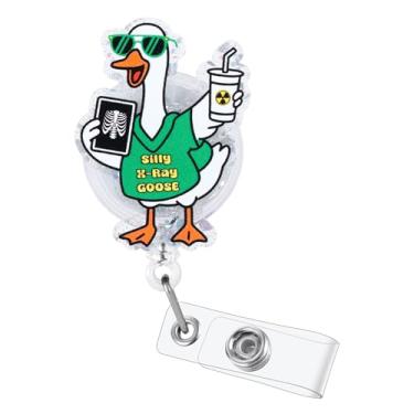 Imagem de Carretel de crachá de enfermeira de radiologia de ganso de raio-X engraçado, porta-crachá retrátil fofo, crachá de identificação, crachá médico Buddy para CNA RN LPN RT ER CNMT RO MIC RAD estudantes