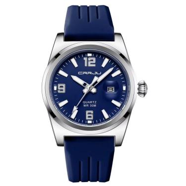 Imagem de Relógio De Pulso Quartzo Esportivo À Prova Da Água Pulseira Silicone Azul Escuro