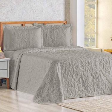 Imagem de Cobre Leito Queen Bouti Mavie Floral 180 Fios 3 Peças - Cinza