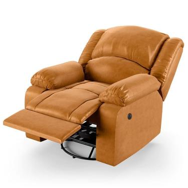 Imagem de Poltrona Do Papai Reclinável Melim Glider Giratória Usb Pu Whisky Fh1 - D'rossi