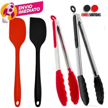 Imagem de Espátula Pão Duro Silicone Massas + Pegador de Salada Macarrão Massas 