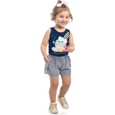 Imagem de Conjunto Infantil Verão, Regata e Short Listrado, Chuva De Amor, 2 peças - Kamylus-Feminino
