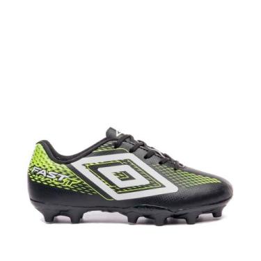 Imagem de Chuteira Campo Infantil Umbro Fast II Preto/Verde, Preto, Verde, 35