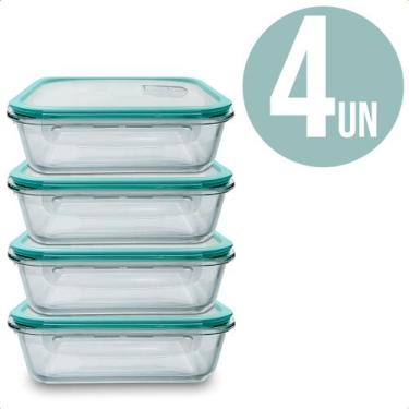 Imagem de Pote Marmita Hermetico 640Ml Mantimento Retangular Para Alimentos Anti