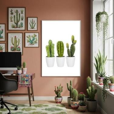 Imagem de Quadro Decorativo Cactos Pequenos - 70X50Cm Mold Preta - Quadros On-Li