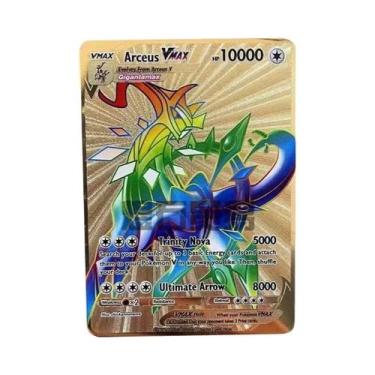 Imagem de Cartão Metálico Pokémon Dourado 10000 Pontos Arceus Charizard Raichu M