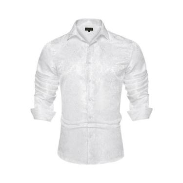 Imagem de Camisas De Vestir De Seda E Poliéster Para Homens Com Manga Longa E Es