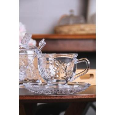 Imagem de Xícara de Chá com Pires Lyor New Butterfly Cristal 180ml - Wolff