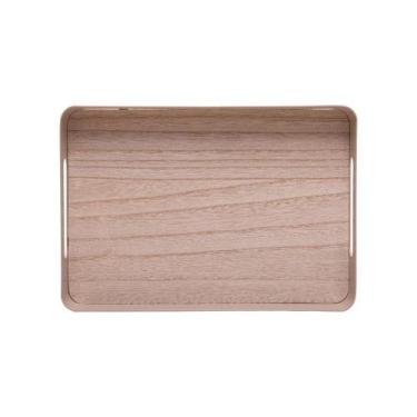 Imagem de Bandeja Fundo de Madeira Virelli 25 x 15 x 5cm Bege Metal - Lyor
