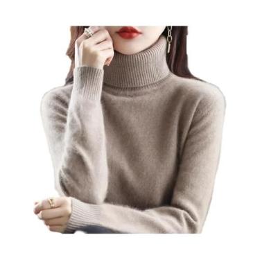 Imagem de Suéter De Cashmere Com Gola Alta Em Plush De Mink Para Mulheres Outono