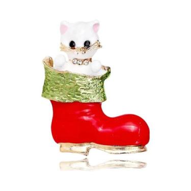 Imagem de Broche Feminino De Natal Com Strass, Design De Pinheiro, Maçã, Sino E 