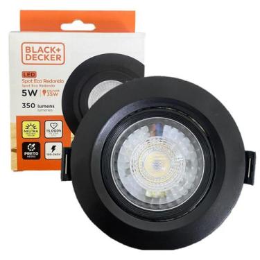Imagem de Kit 9 Spot Led Redondo Preto Embutir 5w Branco Neutro 4000K - Black+De
