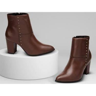 Imagem de Bota Coturno Feminina Couro Salto Médio Confortável Dia Dia - Valentin