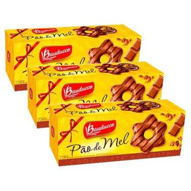 Imagem de 3 Pão De Mel Com Cobertura Chocolate Ao Leite Bauducco 240g