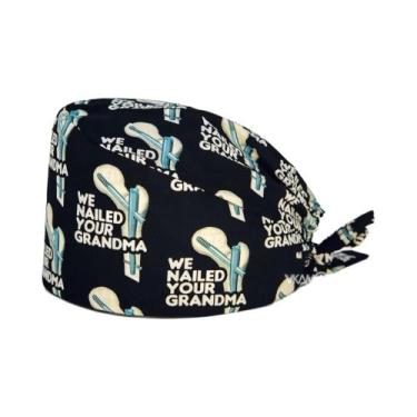 Imagem de Touca Cirúrgica Unissex De Algodão Com Estampa Médica, Reutilizável E 