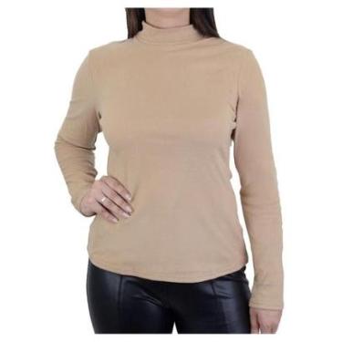 Imagem de Blusa Feminina Facinelli By Mooncity Fleece Bege Kaqui - 670356-Feminino