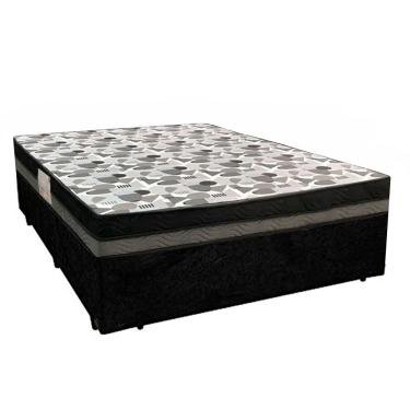 Imagem de Cama Box Casal Suede + Colchão Casal Ortobom Iso Dupla Face 60x138x188 preto