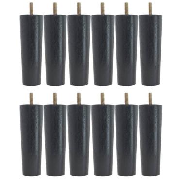 Imagem de Kit 12 Pés Para Cama Box Baú Solteiro Casal Pé Para Moveis 13cm Preto