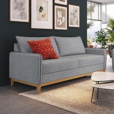 Imagem de Sofá Living Lugano 3 Lugares Estrutura e Pés em Eucalipto Tecido Linho