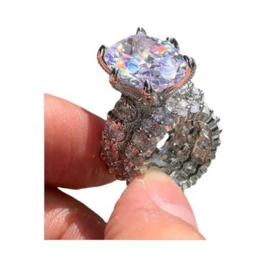 Imagem de Conjunto De Anéis De Noivado E Casamento Vintage Em Prata Com Zircônia