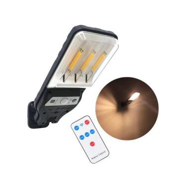 Imagem de Luminária Solar 3 LEDs Filamento Poste Refletor Sensor de Presença Luz