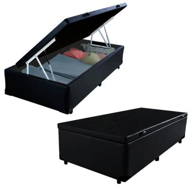 Imagem de Cama Box Baú Solteiro Sintético SerenePrime Preto 88x188x44