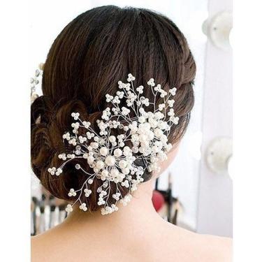Imagem de Arranjo Enfeite Cabelo Noiva Perola Dama Daminha Debutante - De Castro