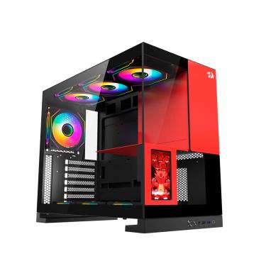 Imagem de Gabinete Gamer Redragon Eternal Pro ATX Com Tela LCD Sem Fans Preto e Vermelho