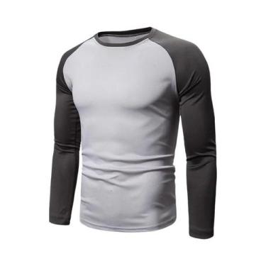 Imagem de Camiseta Masculina De Manga Longa Com Bloco De Cores, Gola Redonda E P