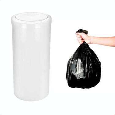 Imagem de Kit Lixeira Plástica 22L com Tampa Meia Esfera 50un Sacos De Lixo 40L 