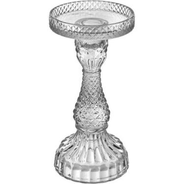 Imagem de Castiçal Porta Velas Decorativo Home&co Eco Crystal 18x9x9cm Transpare