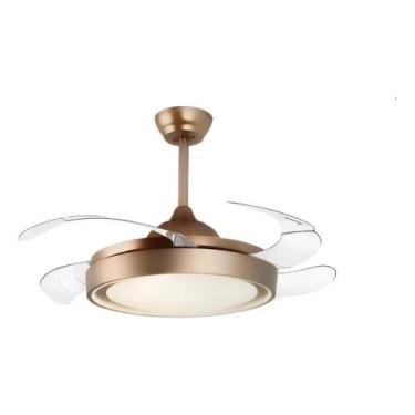 Imagem de Ventilador Teto Retrátil Controle Remoto 4 Pás Dourado Led C 46 Cm Dou