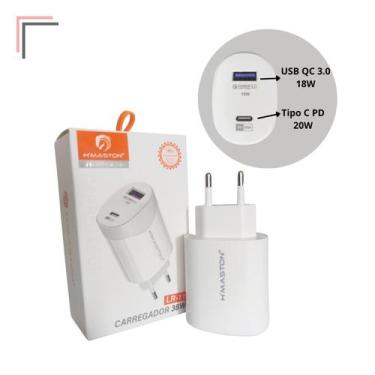 Imagem de Carregador Tomada 38w Plug Adaptador Fonte Turbo Usb Tipo C - Maston, 