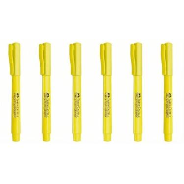 Imagem de Kit 6 Marca Texto Faber-Castell Amarelo Escolar/Escritório