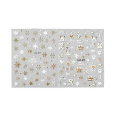 Imagem de Adesivos De Unha Dourados Y2K Para O Natal: Árvore De Natal, Boneco De