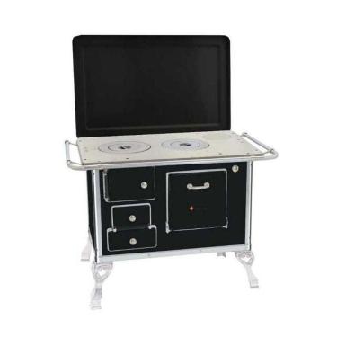 Imagem de Fogão A Lenha 02 Preto Direito Com Tampa 2dtpr Met Venâncio