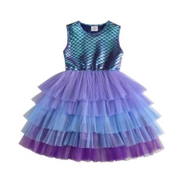 Imagem de Vestido de Princesa Sereia para Meninas - Tutu para Festa de Aniversár